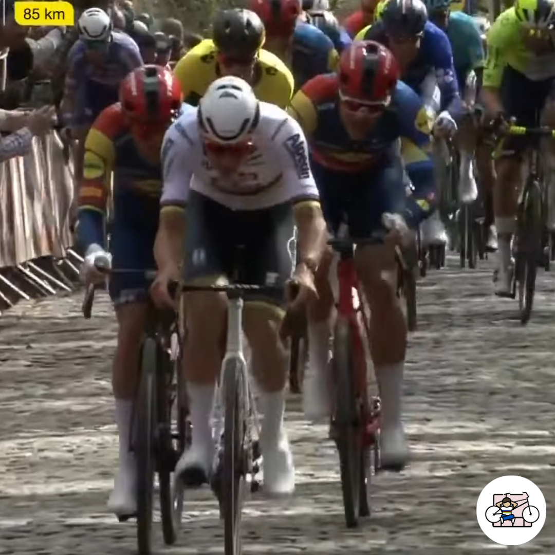 Van der Poel, Milan e Pedersen in azione sul Kemmelberg